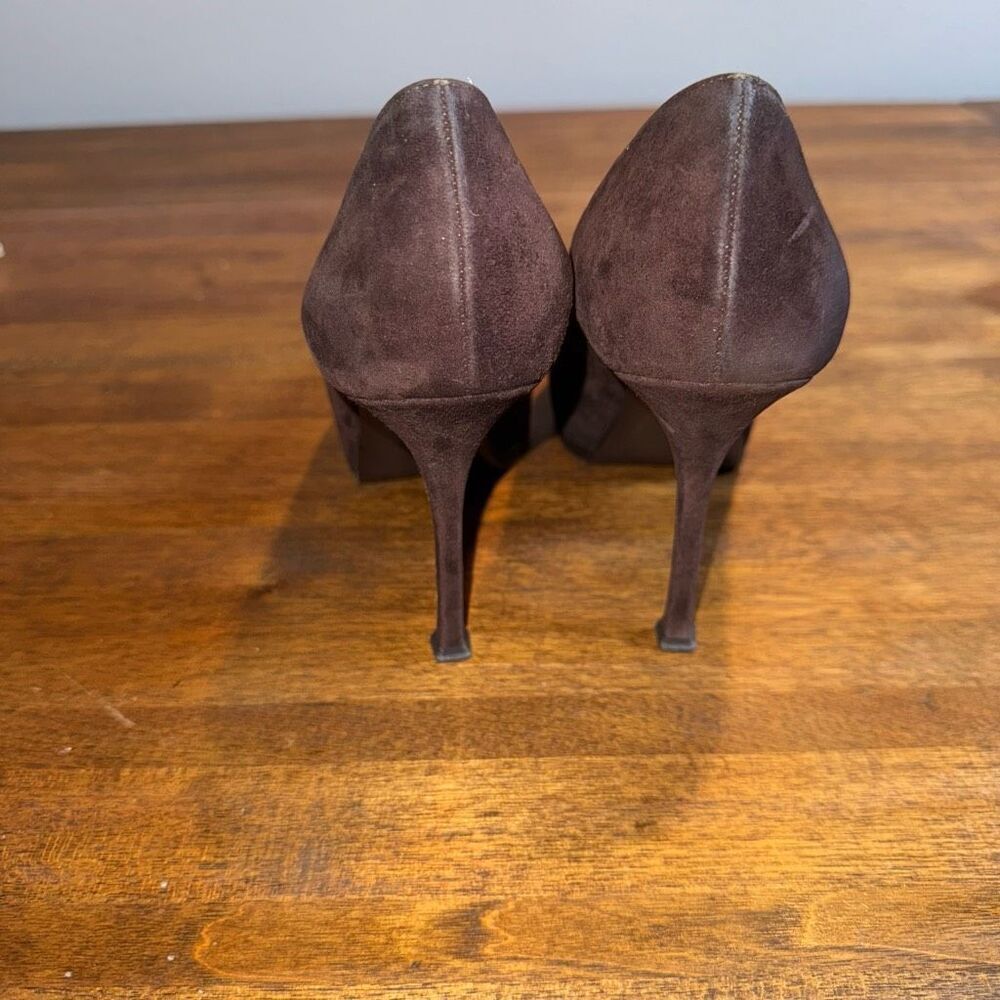 Saint Laurent Brown Suede Tribtoo Pumps - Picture 5 of 9